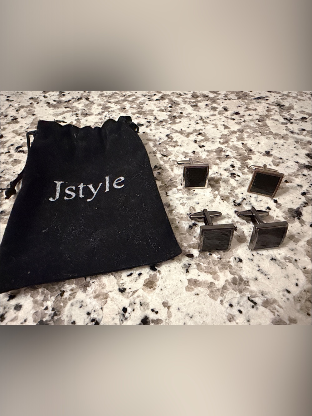 Men’s Black Square Cufflinks - 2 Sets of Two